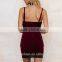 Hot women sexy tight velvet dress ladies deep v neck sexi dress lace design