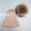 High quality girl women winter fur pompom hats for lady fashion wholesale