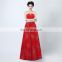 High Quality Elegant A line Red Strapless Backless Satin Lace-up Sleeveless Sequins Floor-length Evening Dresses