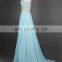 100% Real Picture Light Blue Evening Dress With One Straps Beaded Rhinestones Chiffon Evening Gown Prom Dresses Free Shipping