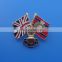 Cut out double national flags design soft enameled metal lapel pin