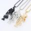 New Arrival Gold silver black color Fish Bone Pendant Necklace For Man