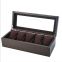 High grade luxury 4 slots brown watch packaging box 4 slot oak solid wood watch storage display box with clear glass window