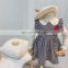 Girls doll collar shirt plaid strap skirt two-piece suit