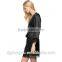 Fashion women lace-purfle black satin robe 2016 hot sell