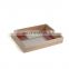 K&B wholesale high quality customized wood rustic ottoman coffee tray with handles