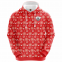 Customized Sublimation Red Hoodie with White Socks and Snowflake Pattern
