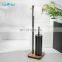 Bathroom Toilet Paper Holder Toilet Brush Holder With Bamboo Base Bathroom Storage Matt Black