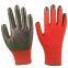 red polyester knitted black nitrile palm coated safety work gloves