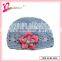 Flower decoration girls hat factory produce crochet knit flower baby hat (MZ--0029)
