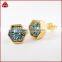 Fashion hexagon agate drusy druzy stone earring studs set in bezel