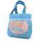 European style light blue canvas folding shopping bag simple high quality tote bag