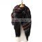 New Arrival Street Style Large Square Black Plaid Scarves Cashmere Shawl