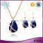 Fancy gold jewelry high density zinc alloy gold plated glass crystal pendant necklace set