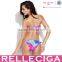 RELLECIGA 2016 New Sexy Abstract Foil Pattern V Wire Bandeau Bikini Swimsuit