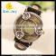 vintage charming genuine leather fashion best selling women bracelet watch(WJ-3557)