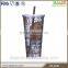 BPA Free Clear Double Wall AS or PS Plastic Nice Coffee Mugs With Ribbon