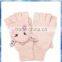 Pink fluffy bunny capped mittens animal knitted gloves