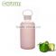 550 ml 19 oz glass water bottle with BPA free PP lid and fruit infuser and silicone sleeve