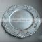 free shipping silver beads glass charger plate