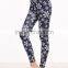 Navy Snowflake Print Leggings Polyester Spandex Outwear Sublimation Print Skinny Gym Jogger Customized Long Pants