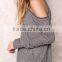 Custom Made Brand Women Halter Cold Shoulder Sexy Sweaters For Party Charcoal Long loose Tops