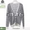 Small quantity clothing sweater manufacturern for girl,striped crewneck black & white cardigan sweater