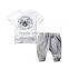 Wholesale summer cotton printing boys kids clothes clothing set