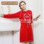 Best Price Qianxiu Long Sleeve Loose Gray Printed Knitted Cotton Sleeping Gown