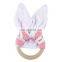Hot Selling Baby Product Wood Wooden Teether With Rabbit Ear Newborn Teether Toys