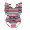 Infant Mexican Serape Bodysuit Flutter Sleeve Romper Baby Girl Ruffle Rompers