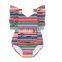 Infant Mexican Serape Bodysuit Flutter Sleeve Romper Baby Girl Ruffle Rompers