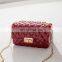 single shoulder bag Lingge small fragrant chain small square bag solid color messenger bag