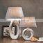 China wholesale cheap hotel bedside lamp custom vintage white office table lamp ceramic with logo