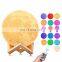 creative kids gift remote control RGB 16 colors 3d moon lamp