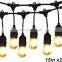 in stock 2 sets pack 49ft energy saving indoor outdoor night event party festivals lighting 15pcs sockets led string light