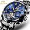 KINYUED J014 Men Fashion Luminous Stainless Steel Mechanical Watches For Men Date Watch