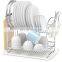 2-Tier Dish Rack with Drainboard, Chrome