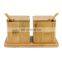 Square Bamboo Salt And Spice Container Set Storage Box With Lid Tray and Spoon