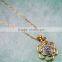 China supplier fashion jewelry gold plated beautiful metal crystal flower pendant necklace for wholesale