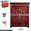 China solid wood arch mahogany double entry door