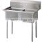 2 Two Bowl Commercial Stainless Steel Compartment Sink for Restaurant Kitchen
