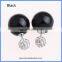 Wholesale Fashion Crystal Pave Beads & Imitation Pearl Double Round Ball Stud Earrings CTBE16-CP01