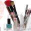 Acrylic brush holder with lid in cosmetic bags / cases