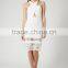 2016 evening dress new white evening dress halter sleeveless hollow out dress with lace hem