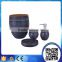 Dongguan factory direct selling classical hotel round bamboo wooden black bathroom accessories set