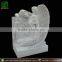 White Marble Monument Headstone with Angel Engraving