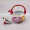 Elegant Red Rose Flower Enamel Kettle Teapot Whistling