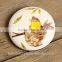 Bird Pattern Round Shape White Ceramic Fridge Magnet
