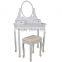 Wood French style wooden dresser / bedroom dressing table with mirror nd stool / make-up table with mirror and stool